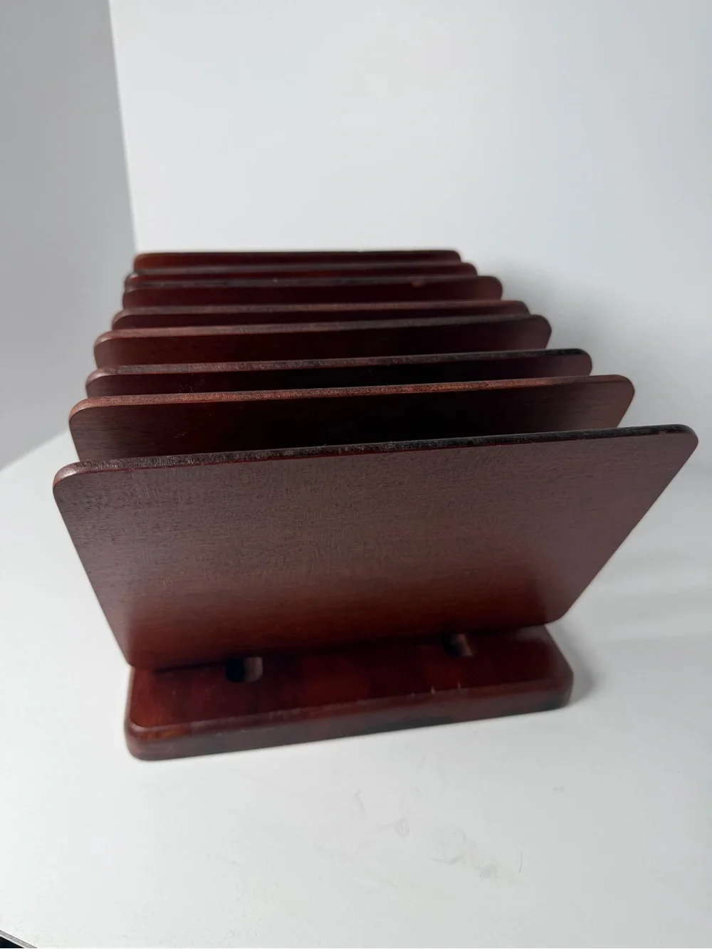 Vintage Wood Levenger Desk Organizer MCM Style 8 Moveable Partitions Retro Rare